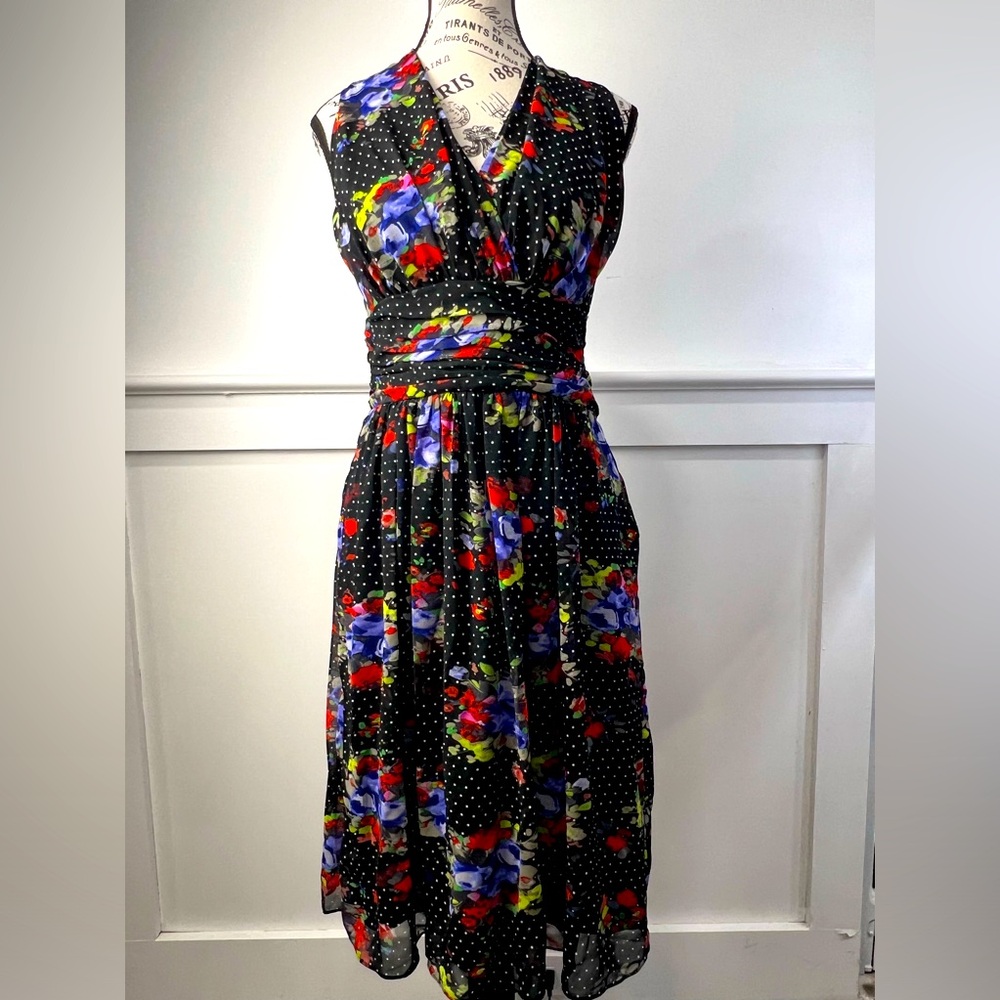 Evan Picone Black Floral Dress- Size 4